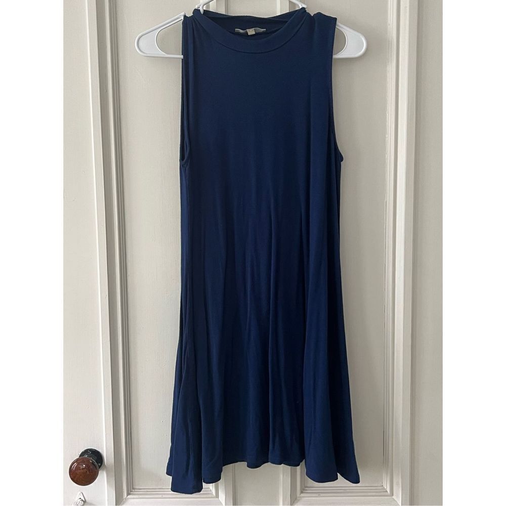 Joan Vass navy blue high neck tank dress M
